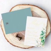 Invitación Con Relieve Metalizado Eucalyptus and g 箔招待状