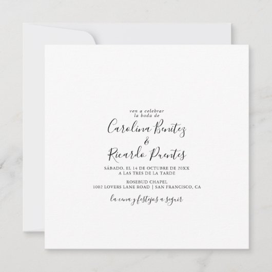 Invitación Cuadrada y Sencilla de Boda 招待状 (正面)