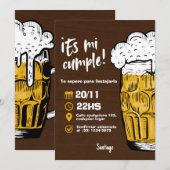 Invitación Cumpleaños de Hombre con Cerveza 招待状 (正面/裏面)