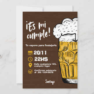 Invitación Cumpleaños de Hombre con Cerveza 招待状