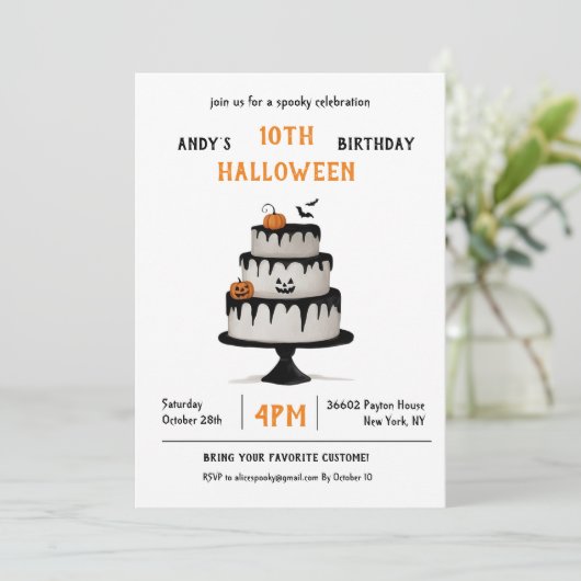 Invitación Cumpleaños Halloween Pastel Spooky 招待状 (スタンド正面)