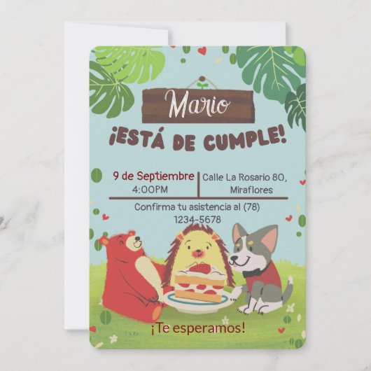 Invitación Cumpleaños Infantil para niño- Fiesta 招待状 (正面)