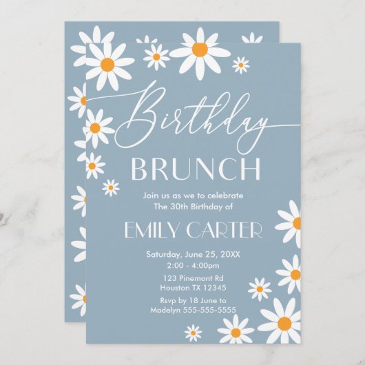Invitación Daisies Birthday Brunch Party Invitatio 招待状 (正面/裏面)