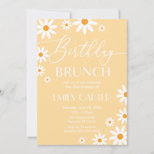 Invitación Daisies Birthday Brunch Party Invitatio 招待状 (正面)