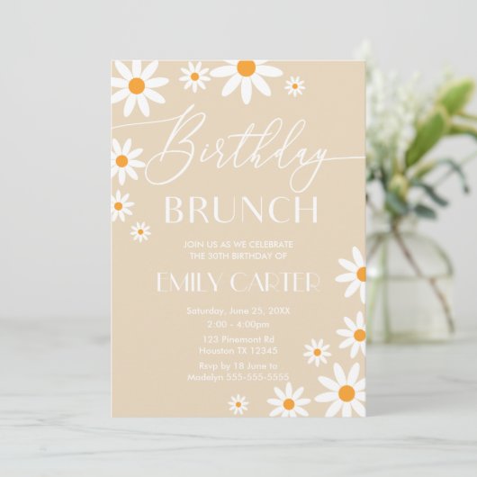 Invitación Daisies Birthday Brunch Party Invitatio 招待状 (スタンド正面)