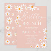 Invitación Daisies Birthday Brunch Party Pink Invi 招待状 (正面/裏面)