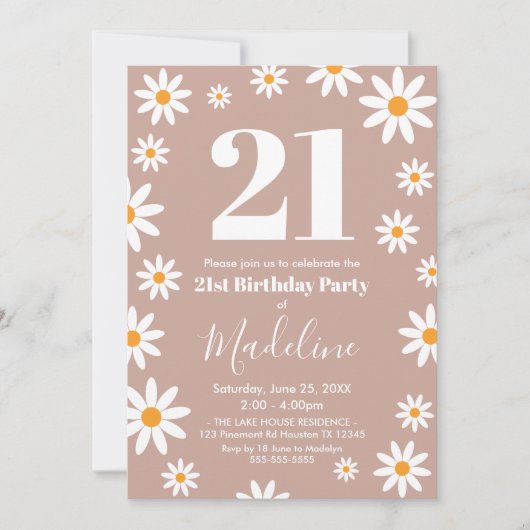 Invitación Daisies Birthday Party Invitation 招待状 (正面)