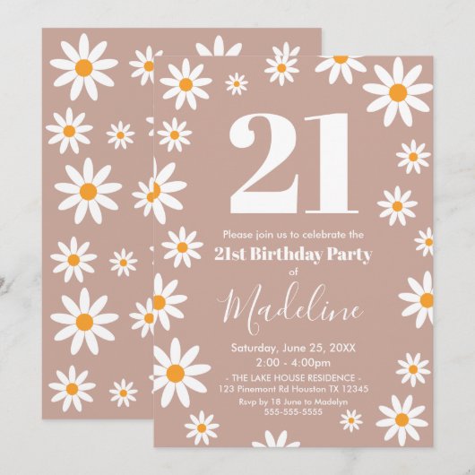 Invitación Daisies Birthday Party Invitation 招待状 (正面/裏面)