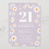 Invitación Daisies lilac Birthday Party Invitation 招待状 (正面/裏面)