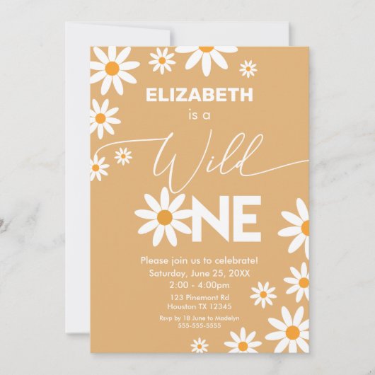 Invitación Daisies Wild One Birthday Party invitat 招待状 (正面)