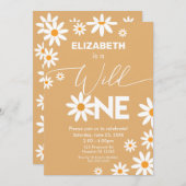 Invitación Daisies Wild One Birthday Party invitat 招待状 (正面/裏面)