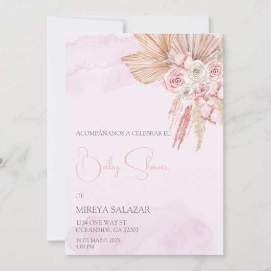 Invitacion de baby shower parninia tema boho 招待状 (正面)