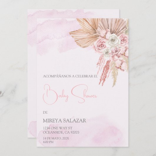 Invitacion de baby shower parninia tema boho 招待状 (正面/裏面)