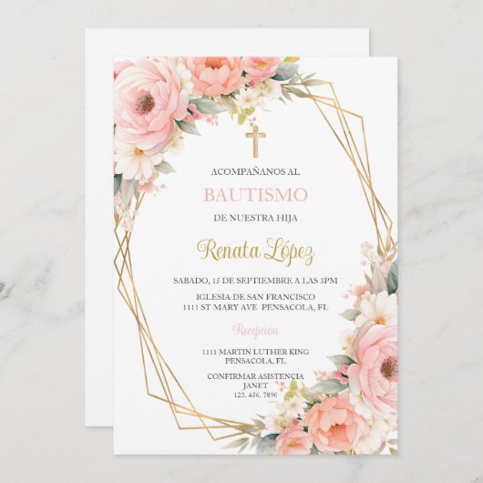 Invitacion de bautismo 招待状 (正面/裏面)