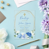 Invitación de bautismo floral azul en español アクリル招待状 (インサイチュ (ウェディング))