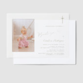 Invitacion De Bautizo Hijaフォトガールバプテスマ ベラム紙招待状 (オフセット)