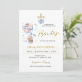 Invitación de Bautizo para niño oso y globos 招待状 (スタンド正面)