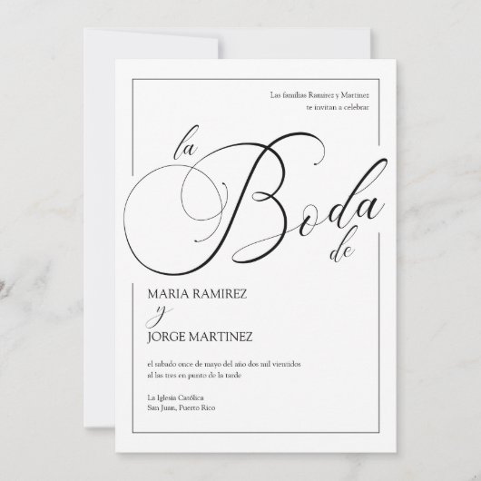 Invitacion de Boda_スペインのエレガントの結婚値 招待状 (正面)