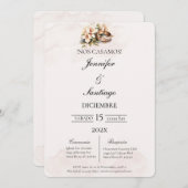 Invitación de boda beige con anillo 招待状 (正面/裏面)
