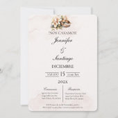 Invitación de boda beige con anillo 招待状 (正面)