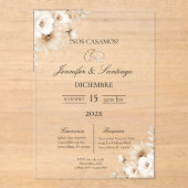 Invitación de boda con flor blanca アクリル招待状 (正面)
