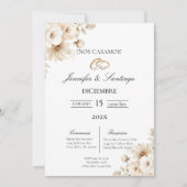 Invitación de boda con flor blanca 招待状 (正面)