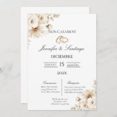 Invitación de boda con flor blanca 招待状 (正面/裏面)