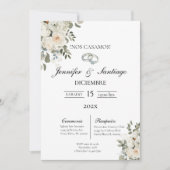 Invitación de boda con flor blanca 招待状 (正面)