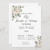 Invitación de boda con flor blanca 招待状 (正面/裏面)