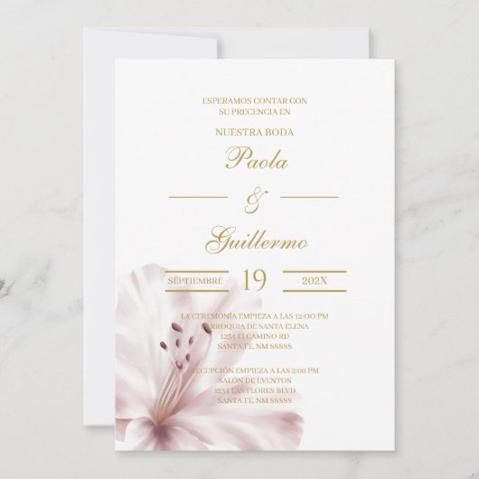 Invitación de boda con flor orquídea 招待状 (正面)