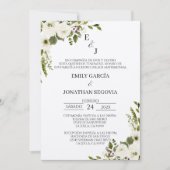invitación de boda con flores blancas  招待状 (正面)
