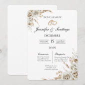 Invitación de boda con ramo y anillo 招待状 (正面/裏面)