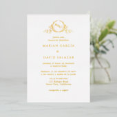 Invitacion De Boda Con Relieve Metal Dorado Real 箔招待状 (立ち正面)