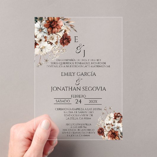 invitación de boda con terracota アクリル招待状 (インサイチュ (ポータブル))
