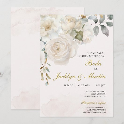 Invitacion de boda editable 招待状 (正面/裏面)