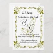 Invitación de Boda Elegante Dorado 招待状 (正面/裏面)