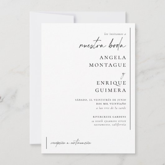 Invitación de Boda Elegante y Moderna 招待状 (裏面)
