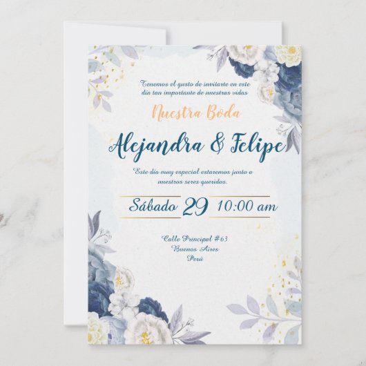 Invitación de Boda Elegante y Personalizada 招待状 (正面)