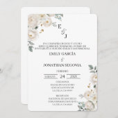 Invitación de boda flor blanca  招待状 (正面/裏面)