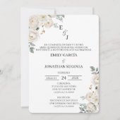 Invitación de boda flor blanca  招待状 (正面)