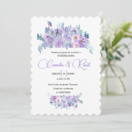 Invitación de Boda “Flores en Tono Lila” 招待状