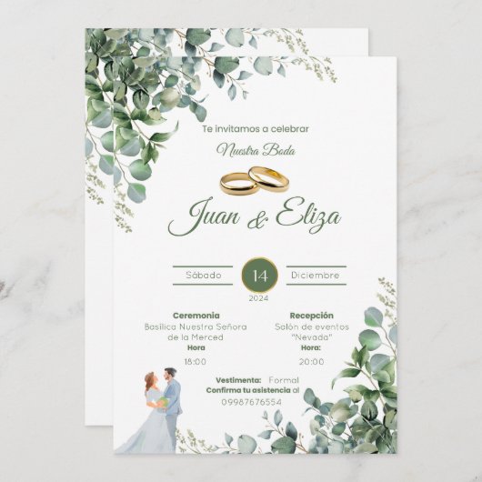 Invitación de Boda Nature 招待状 (正面/裏面)