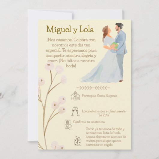 Invitación de Boda  Personalizable  招待状 (正面)