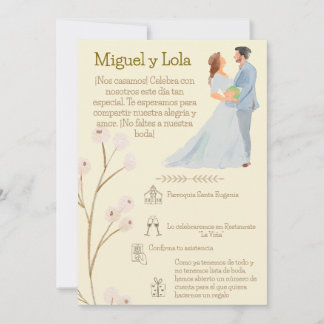 Invitación de Boda Personalizable 招待状