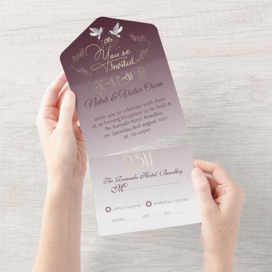 invitación de boda personalizada con anillos オールインワン招待状 (貼ってはがせる)