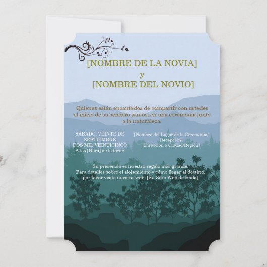 Invitación de Boda Rústica Elegante 招待状 (正面)