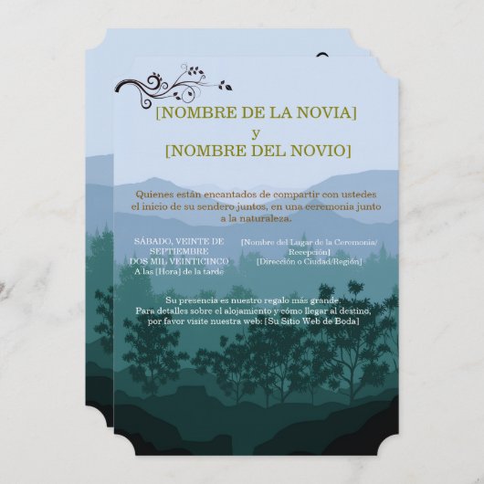 Invitación de Boda Rústica Elegante 招待状 (正面/裏面)