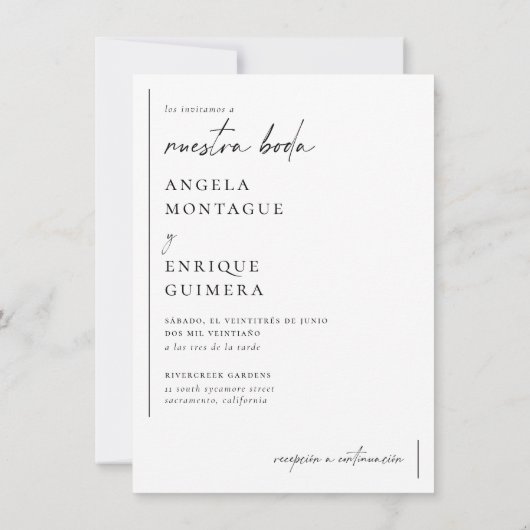 Invitación de Boda Simple y Moderna 招待状 (裏面)