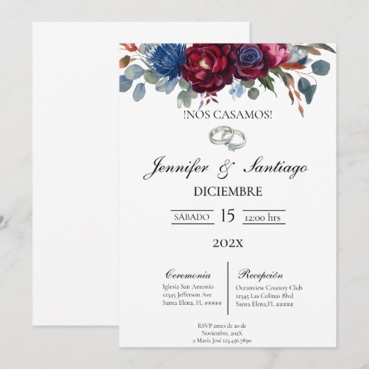 Invitación de boda tema jewel  招待状 (正面/裏面)