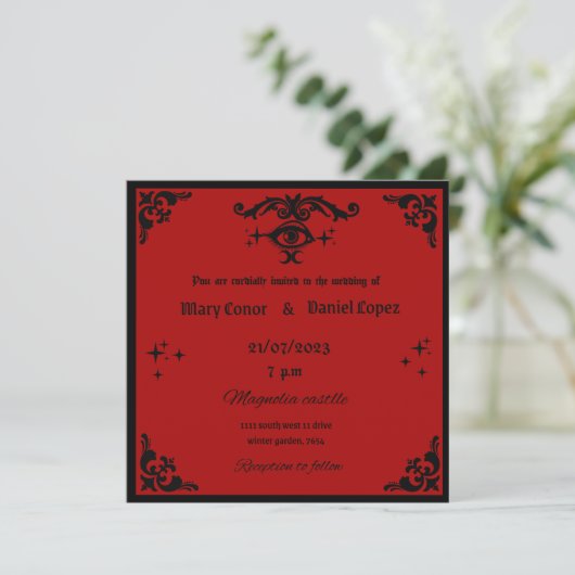 invitacion de bodas gotica roja y negro 招待状 (スタンド正面)